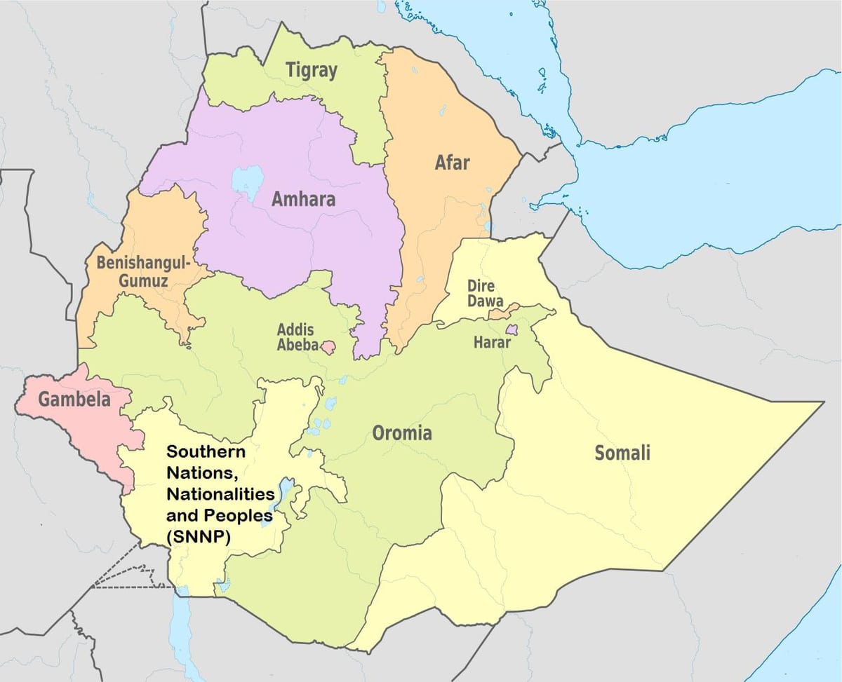 ઇથોપિયા amhara વિસ્તાર નકશો