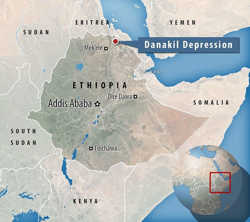 danakil ડિપ્રેશન ઇથોપિયા નકશો