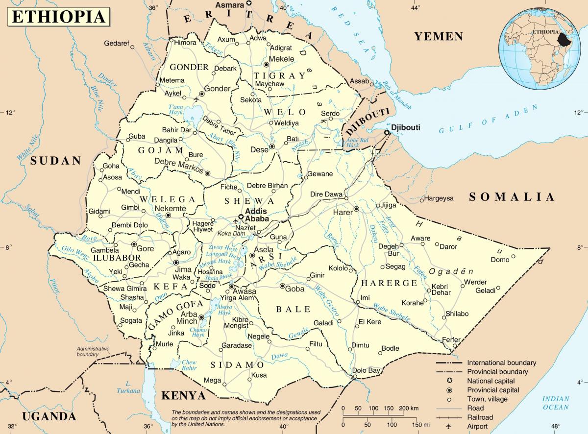 રાજકીય નકશો ઇથોપિયા