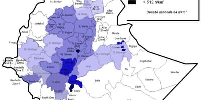 ઇથોપિયા વસ્તી ગીચતા નકશો