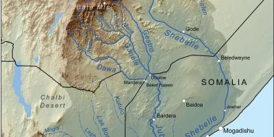 નકશો ઇથિયોપીયન નદીઓ