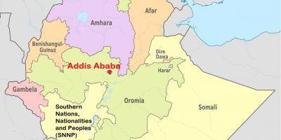 એડિસ અબાબા ઇથોપિયા વિશ્વ નકશો